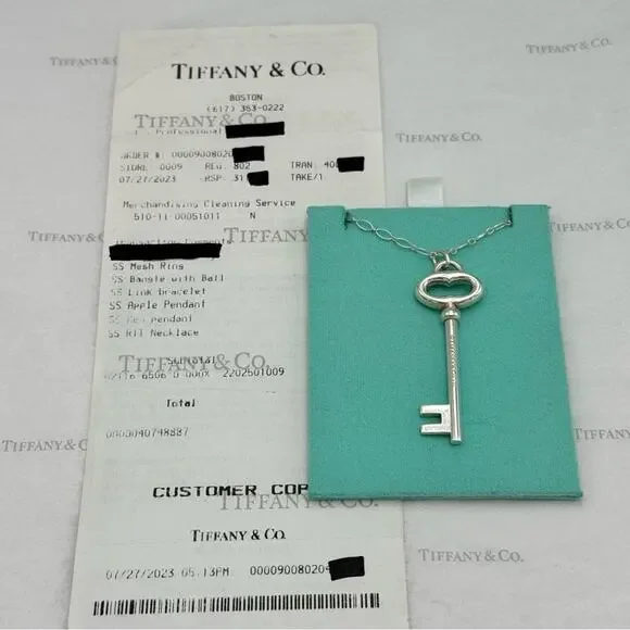 Tiffany & Co. Large Key Pendant Necklace Sterling Silver 925 Gift Box Authentic - Picture 3 of 12